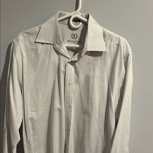 Bugatchi White Checkered Dress Shirt